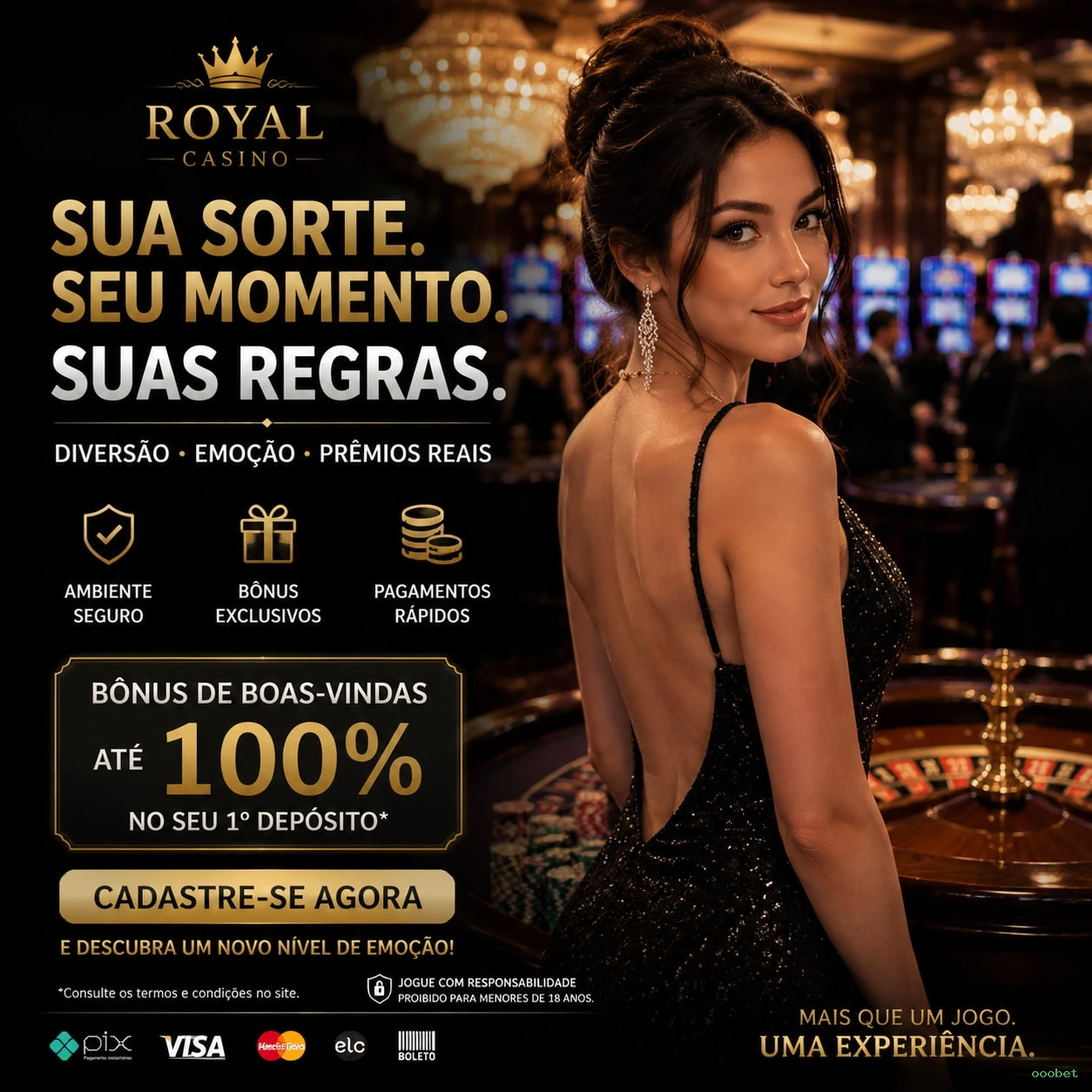 Imagem promocional do cassino online da ooobet mostrando jogos ao vivo